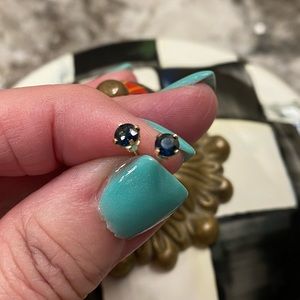 Sapphire studs, post earrings set in gold